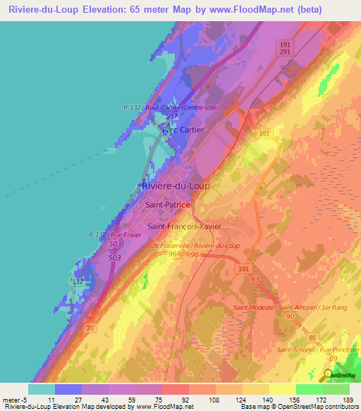 Riviere-du-Loup,Canada Elevation Map