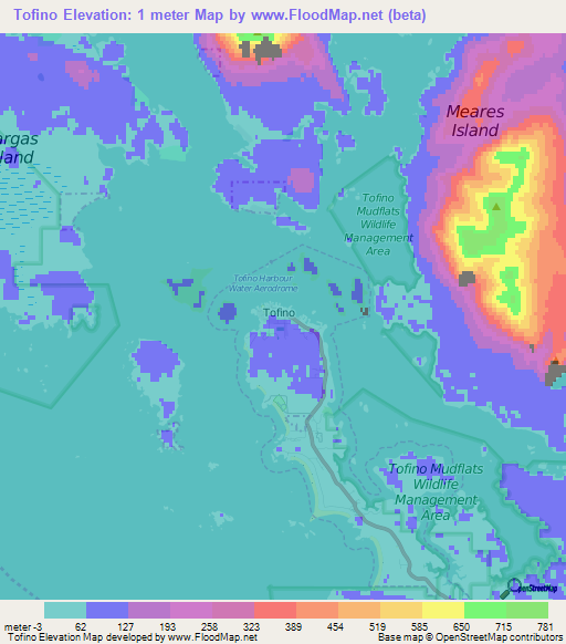 Tofino,Canada Elevation Map