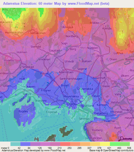 Adamstua,Norway Elevation Map