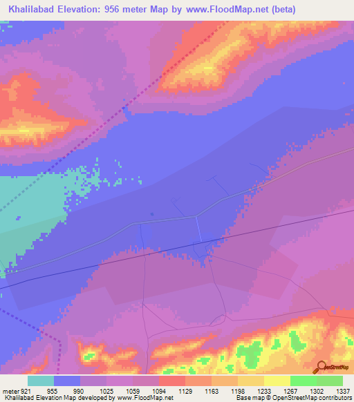 Khalilabad,Iran Elevation Map