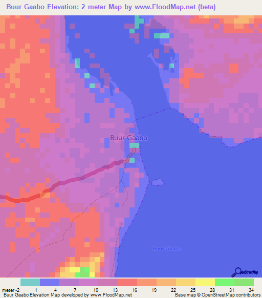 Buur Gaabo,Somalia Elevation Map