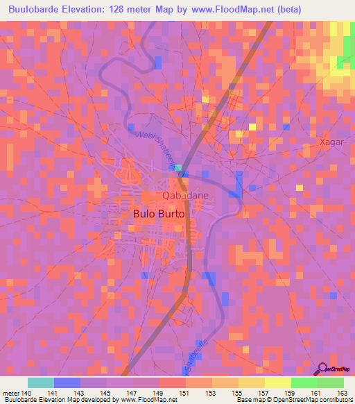 Buulobarde,Somalia Elevation Map