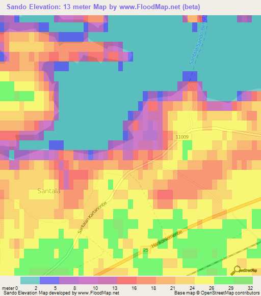 Sando,Finland Elevation Map
