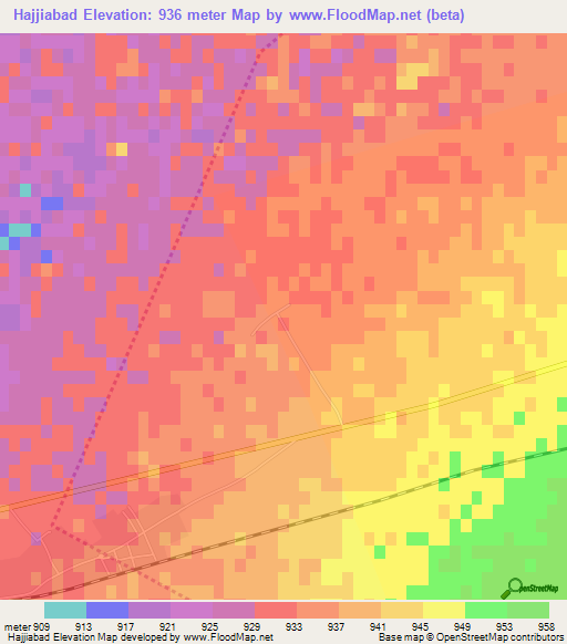 Hajjiabad,Iran Elevation Map