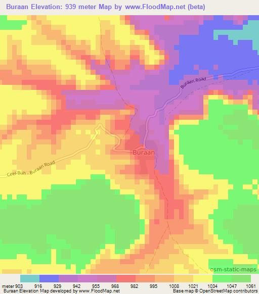 Buraan,Somalia Elevation Map