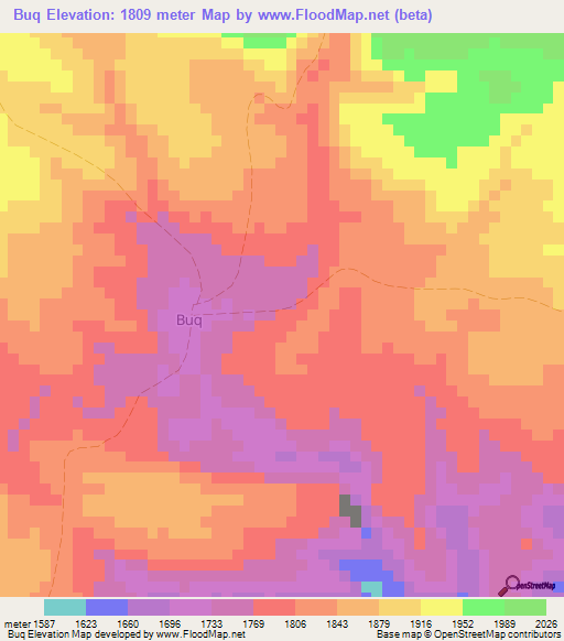Buq,Somalia Elevation Map