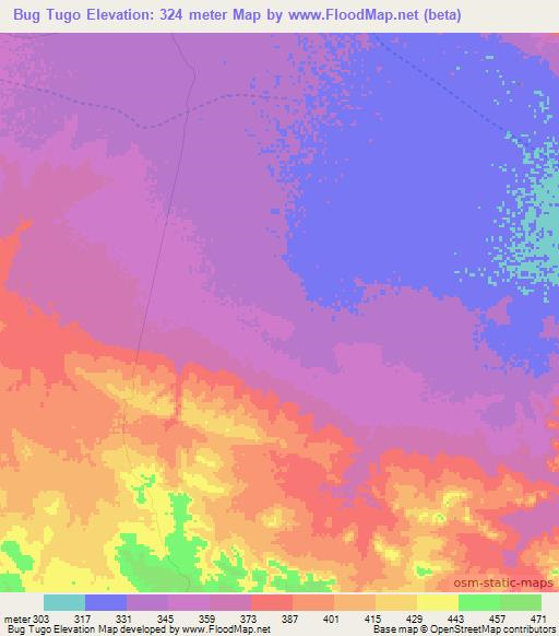 Bug Tugo,Somalia Elevation Map