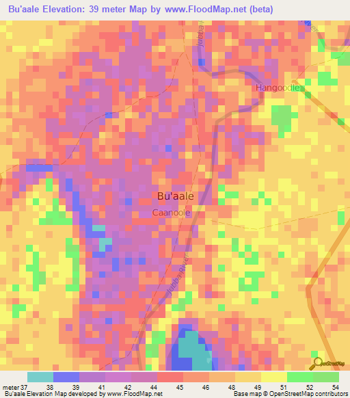 Bu'aale,Somalia Elevation Map