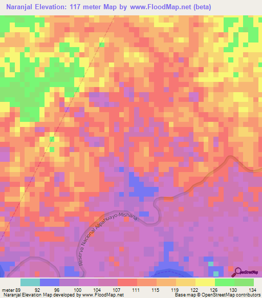 Naranjal,Peru Elevation Map