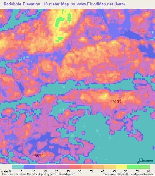 Radsbole,Finland Elevation Map