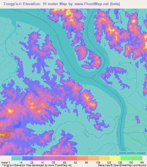 Tongp'a-ri,North Korea Elevation Map