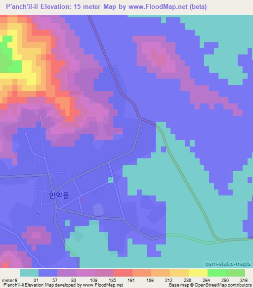 P'anch'il-li,North Korea Elevation Map