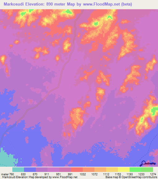 Markosudi,Eritrea Elevation Map
