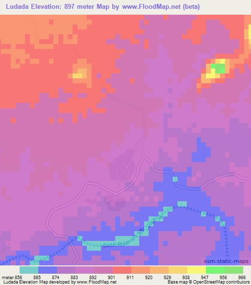 Ludada,Eritrea Elevation Map