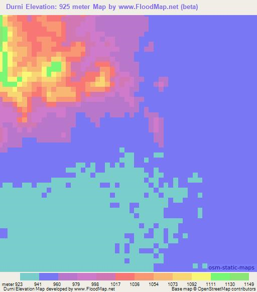 Durni,Eritrea Elevation Map