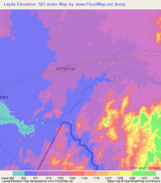 Leyda,Eritrea Elevation Map