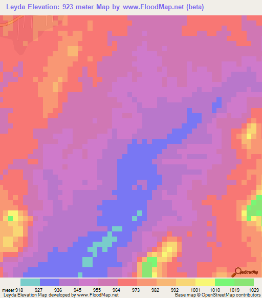 Leyda,Eritrea Elevation Map