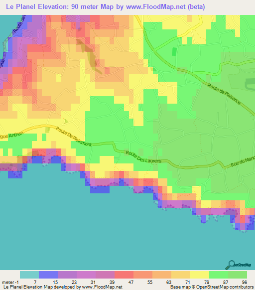 Le Planel,Guernsey Elevation Map
