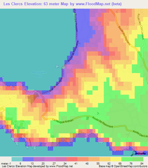 Les Clercs,Guernsey Elevation Map
