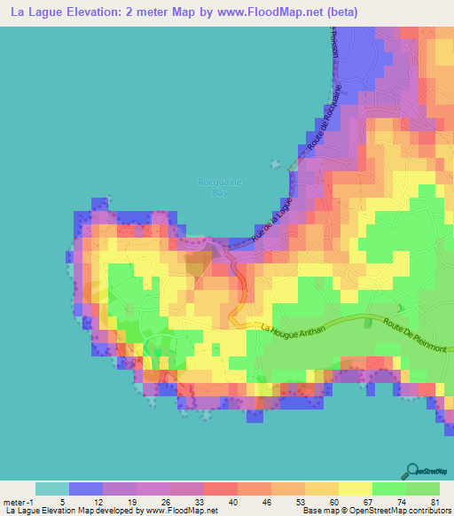 La Lague,Guernsey Elevation Map