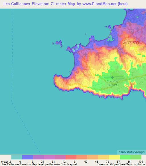 Les Galliennes,Guernsey Elevation Map