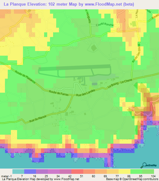 La Planque,Guernsey Elevation Map