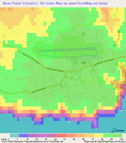Mont Plaisir,Guernsey Elevation Map