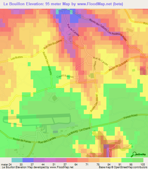 Le Bouillon,Guernsey Elevation Map