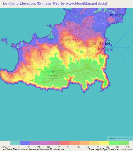 Le Chene,Guernsey Elevation Map