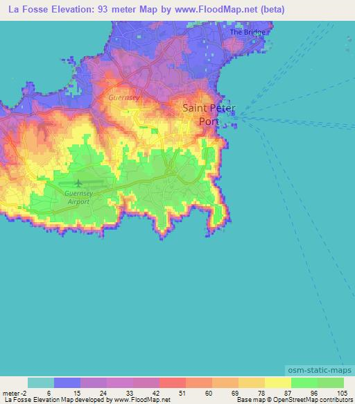 La Fosse,Guernsey Elevation Map