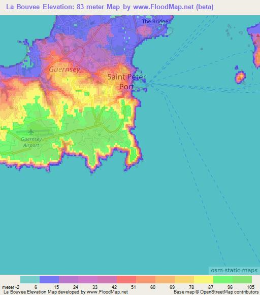 La Bouvee,Guernsey Elevation Map