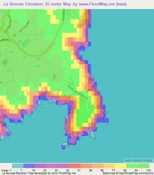 La Bouvee,Guernsey Elevation Map