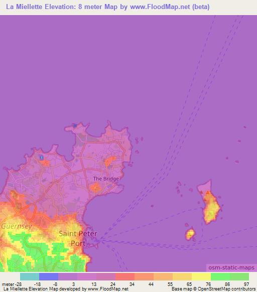 La Miellette,Guernsey Elevation Map