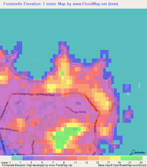 Fontenelle,Guernsey Elevation Map