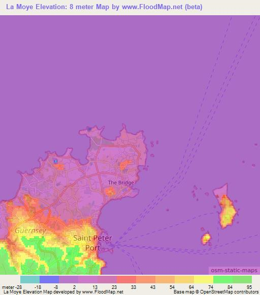La Moye,Guernsey Elevation Map