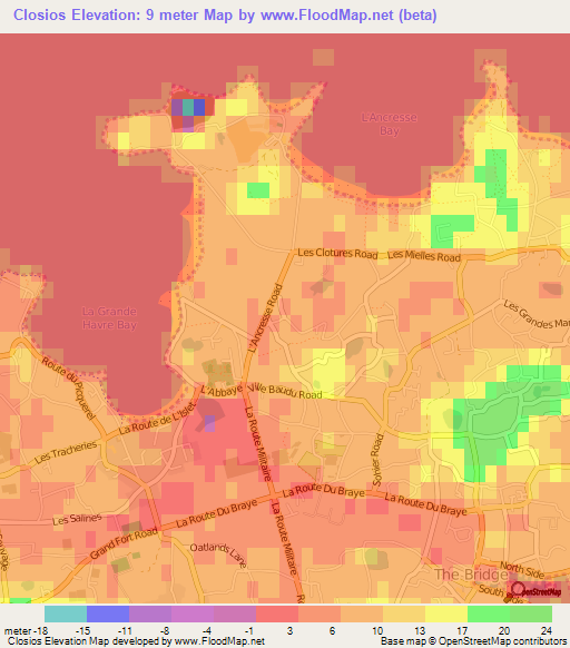 Closios,Guernsey Elevation Map