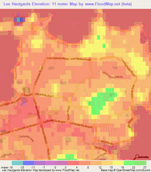 Les Hautgards,Guernsey Elevation Map