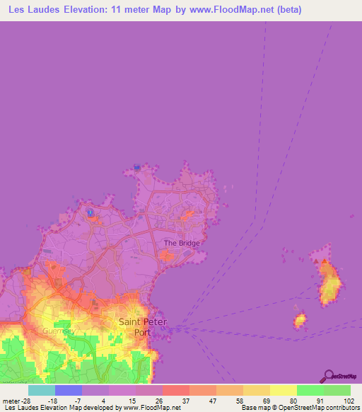 Les Laudes,Guernsey Elevation Map