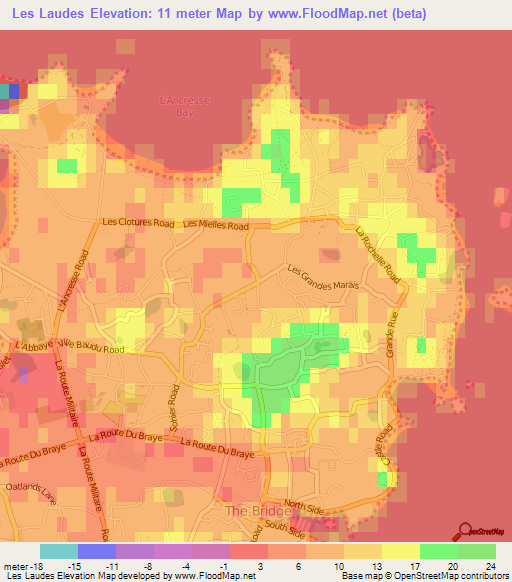 Les Laudes,Guernsey Elevation Map
