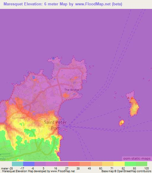 Maresquet,Guernsey Elevation Map