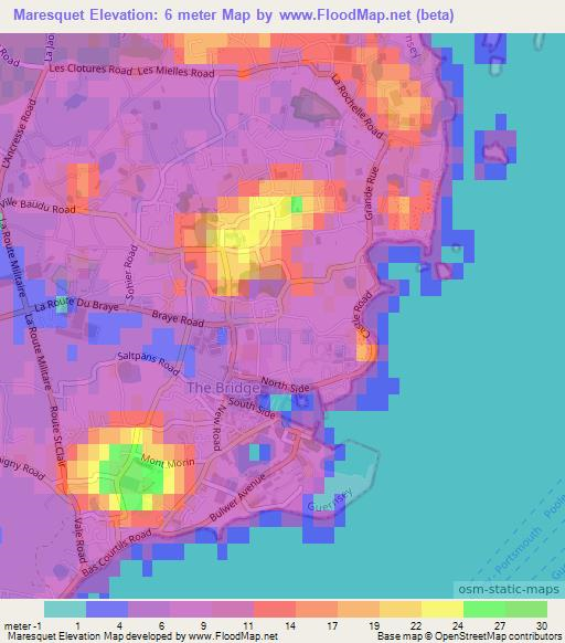 Maresquet,Guernsey Elevation Map