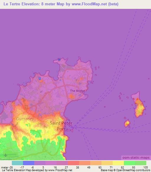 Le Tertre,Guernsey Elevation Map
