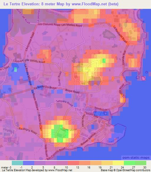 Le Tertre,Guernsey Elevation Map