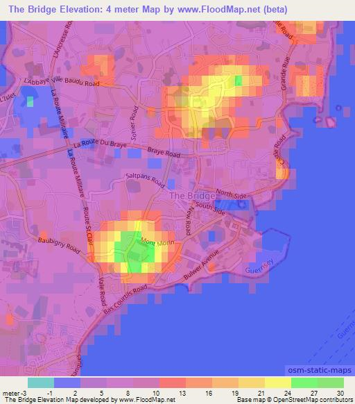 The Bridge,Guernsey Elevation Map