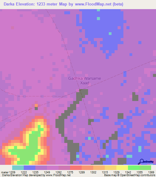 Darka,Somalia Elevation Map