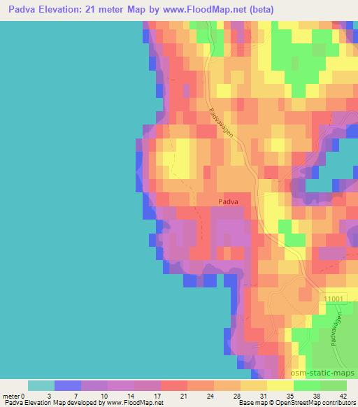 Padva,Finland Elevation Map