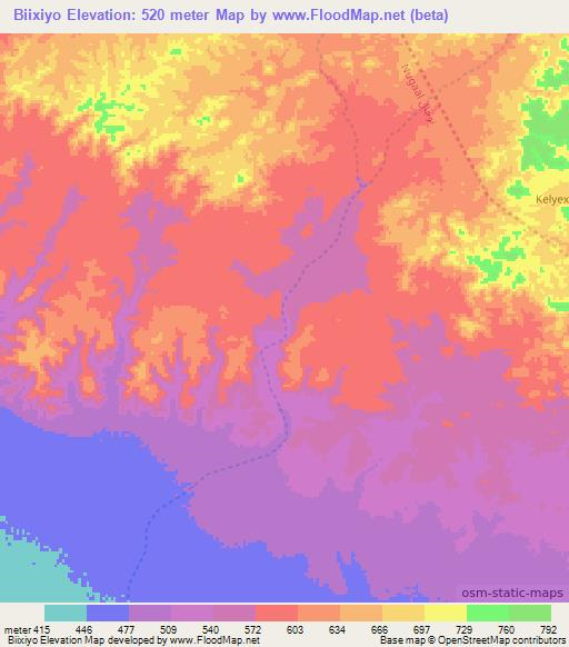 Biixiyo,Somalia Elevation Map