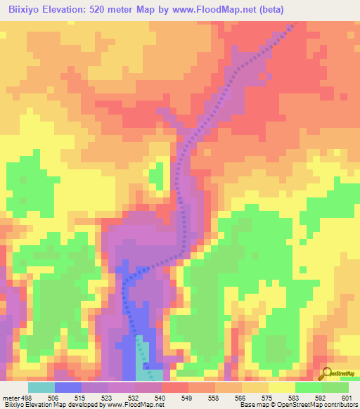 Biixiyo,Somalia Elevation Map