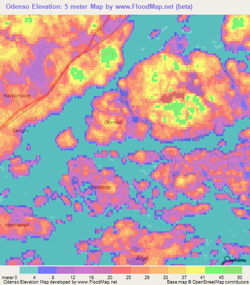 Odenso,Finland Elevation Map