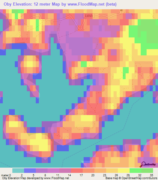 Oby,Finland Elevation Map